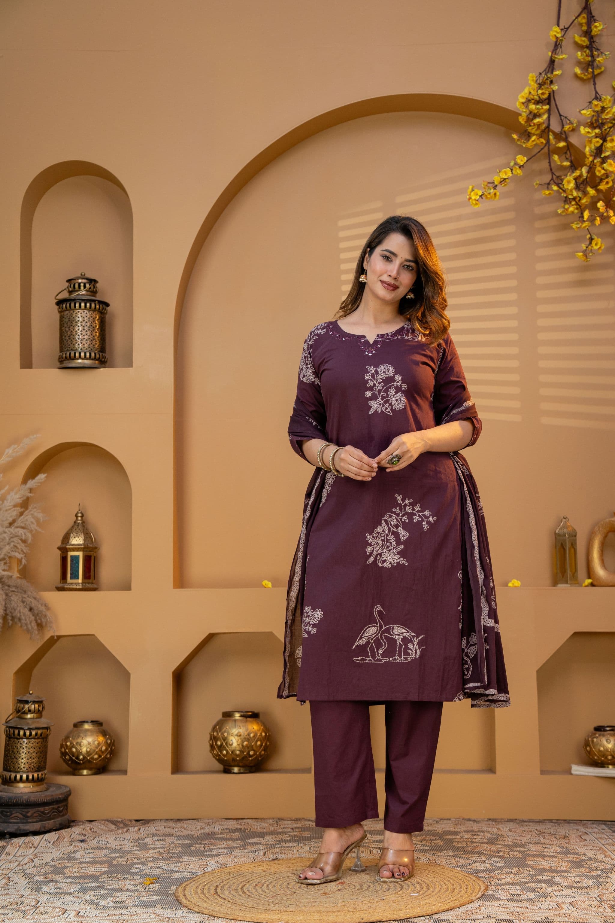 Wine Printed Three Piece Set — Wine