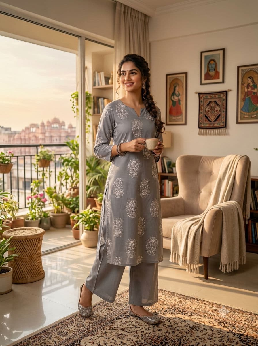 Motif Printed Palazzo Set