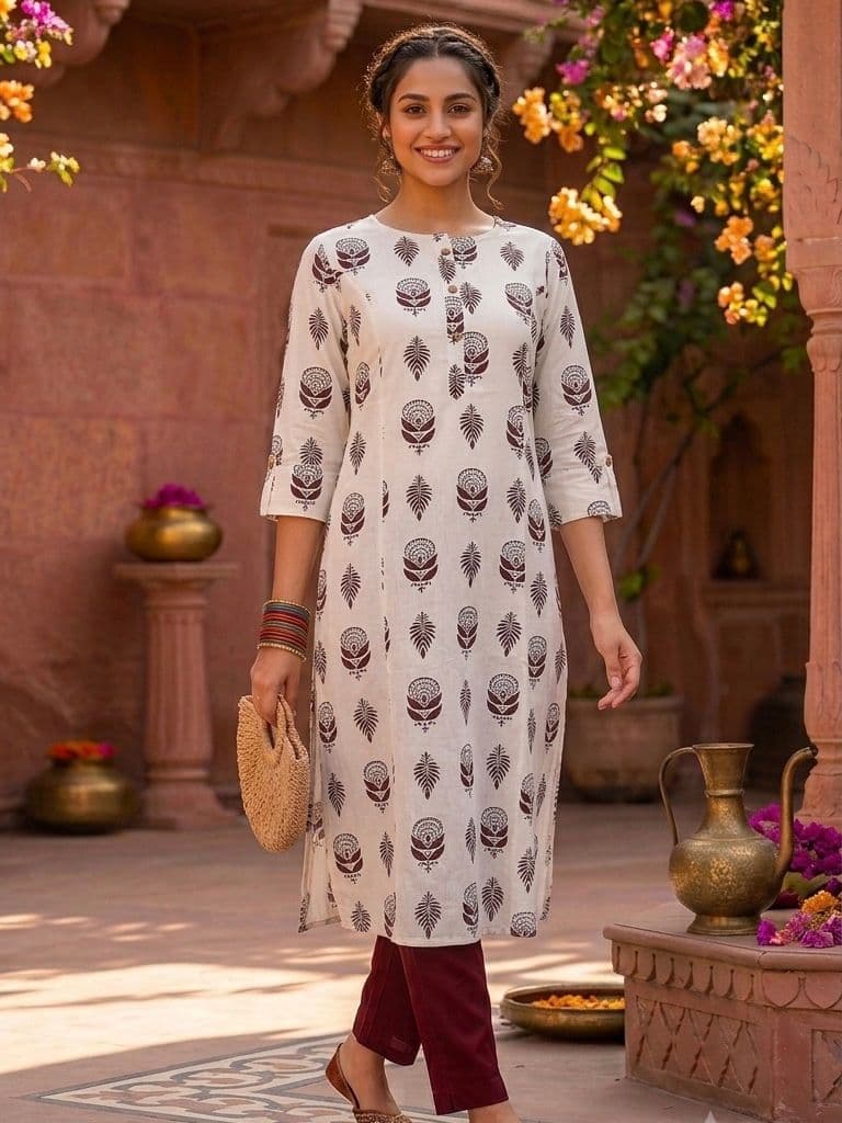 Bloom butti print aline kurti