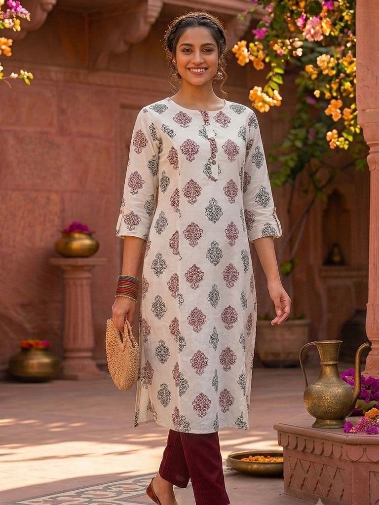 Royal damask print aline kurti