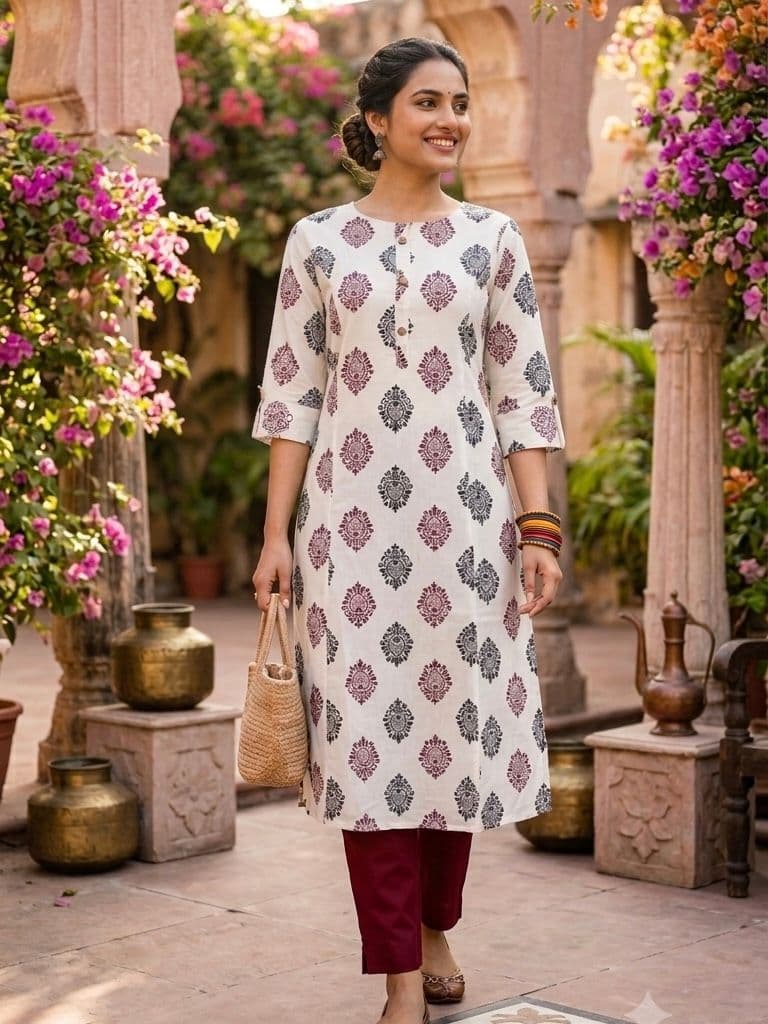 Medallion block print aline kurti